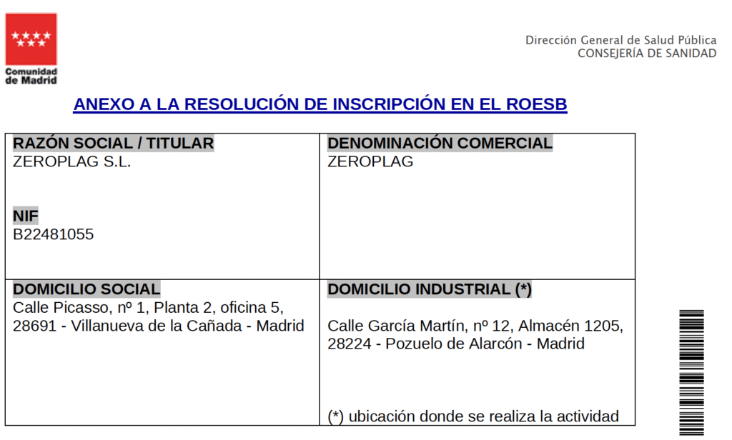 Inscripción en ROESB